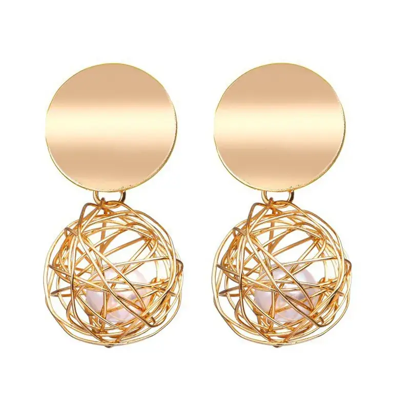 Golden Round Dangle Earrings Set for Women — feature 11
