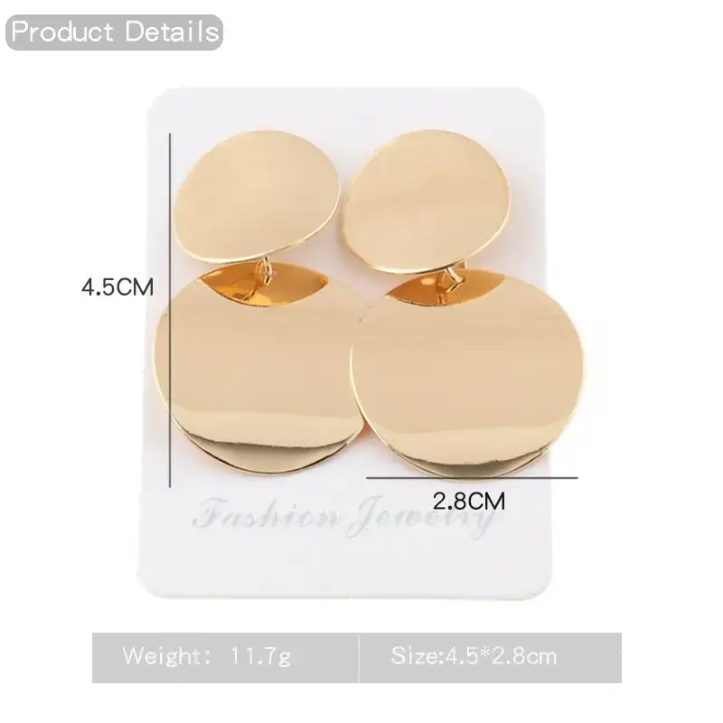 Golden Round Dangle Earrings Set for Women — feature 6