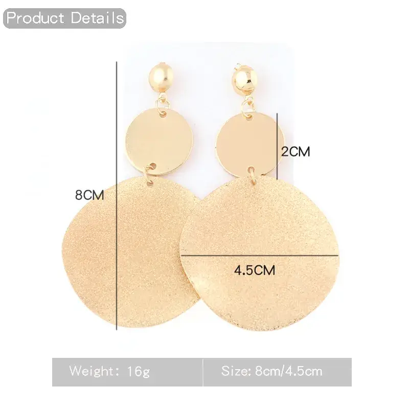 Golden Round Dangle Earrings Set for Women — feature 8