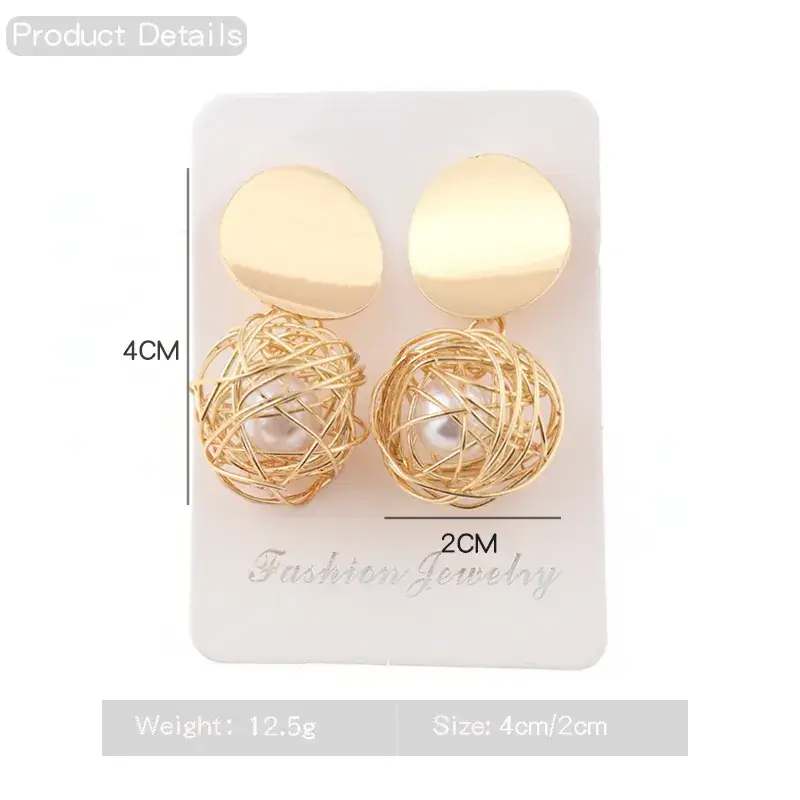 Golden Round Dangle Earrings Set for Women — feature 9