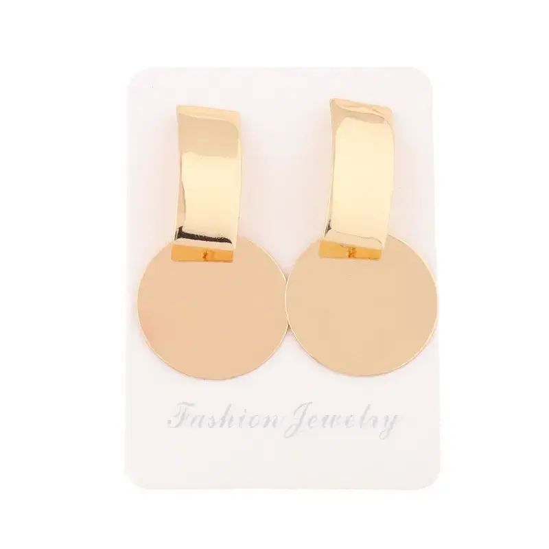 Golden Round Dangle Earrings Set for Women