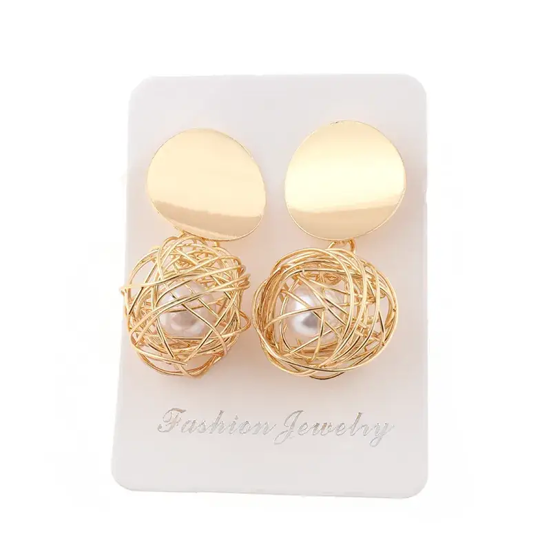 Golden Round Dangle Earrings Set for Women