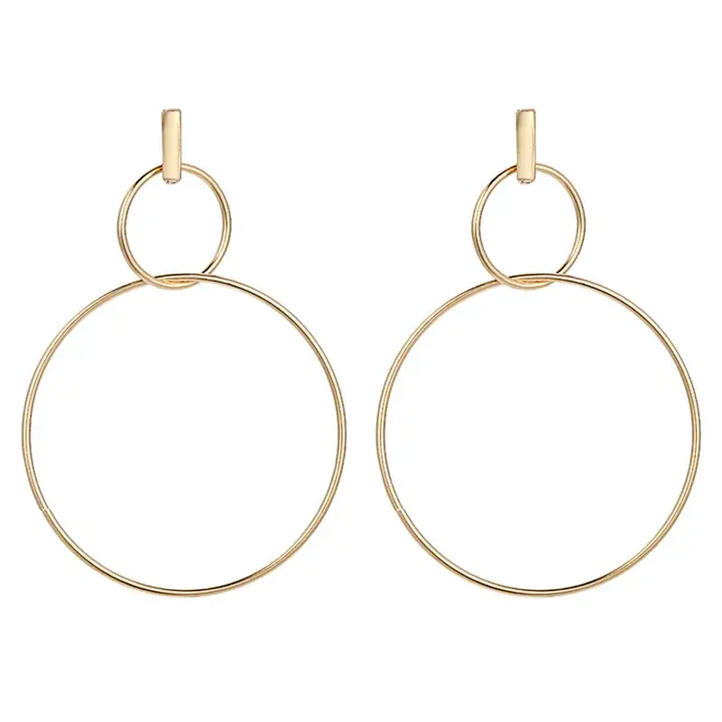 Golden Round Dangle Earrings Set for Women