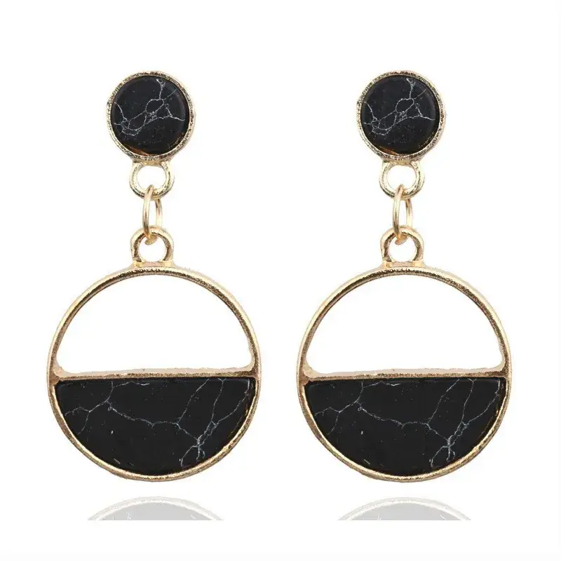 Golden Round Dangle Earrings Set for Women