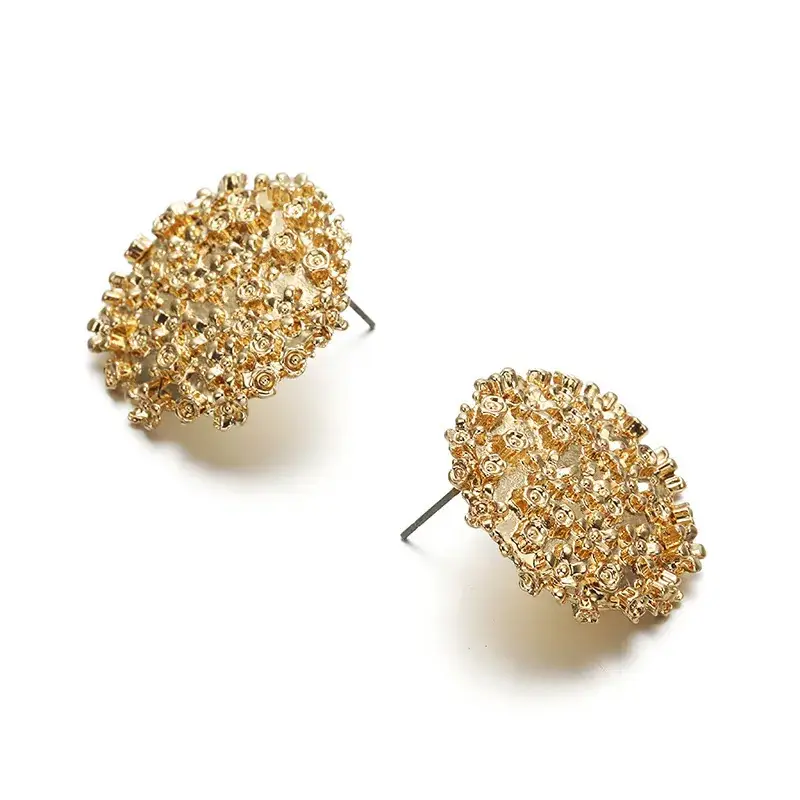 Golden Round Dangle Earrings Set for Women