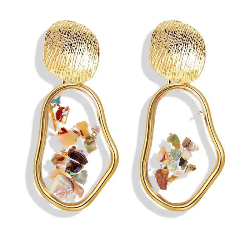 Golden Round Dangle Earrings Set for Women