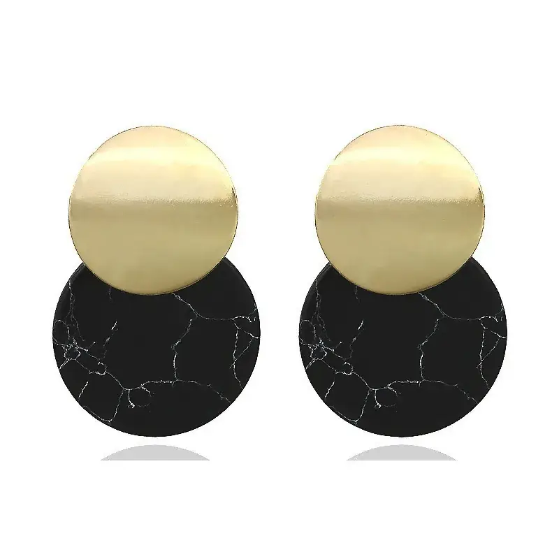 Golden Round Dangle Earrings Set for Women