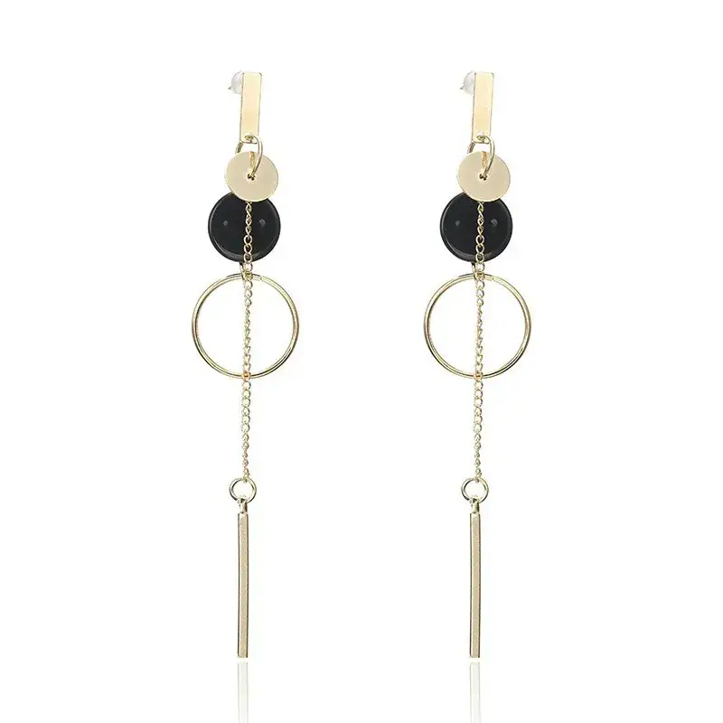 Golden Round Dangle Earrings Set for Women