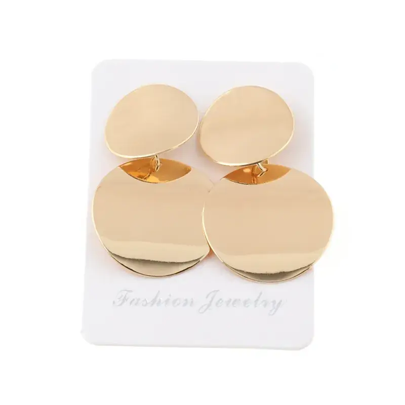 Golden Round Dangle Earrings Set for Women