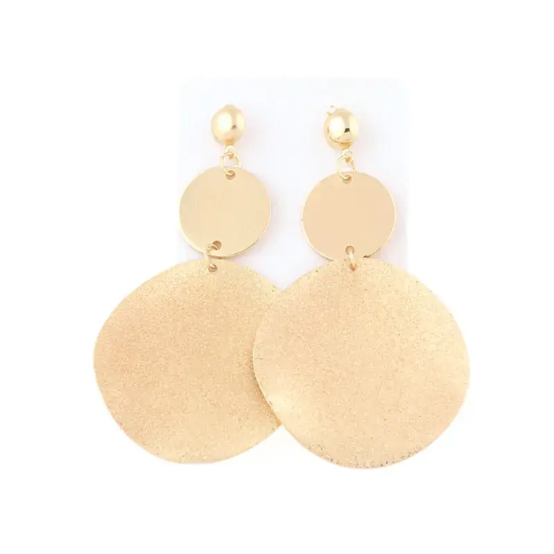 Golden Round Dangle Earrings Set for Women