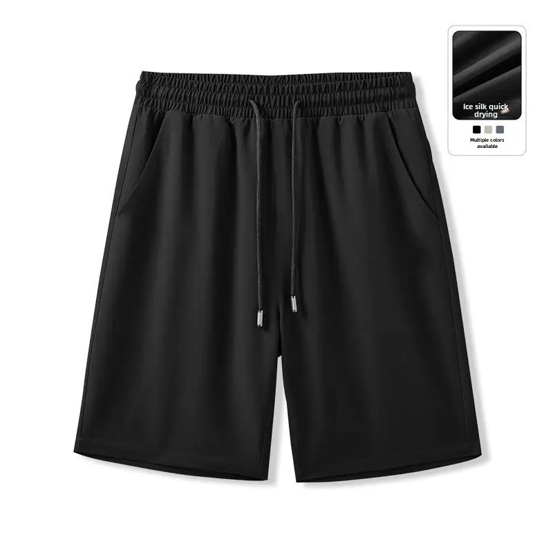 Men's Grey Ice Silk Casual Shorts Loose Fit - Image 3