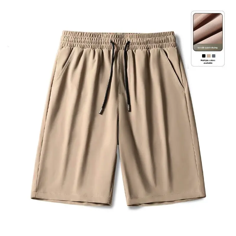 Men's Grey Ice Silk Casual Shorts Loose Fit - Image 8