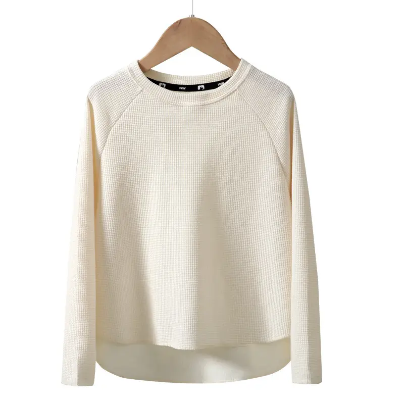 Parent Kids Long Sleeve T-Shirt Cream Brown Loose Round Neck - Image 8
