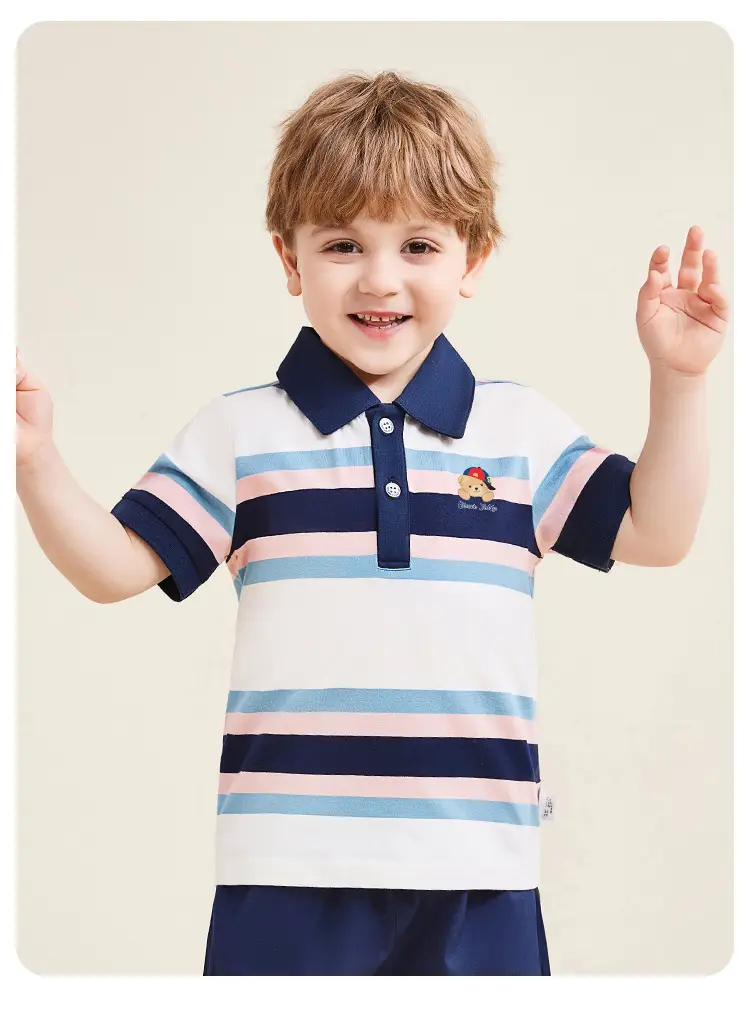Kids Teddy Teddy Printed Polo Shirt Dark Blue Short Sleeve — feature 13