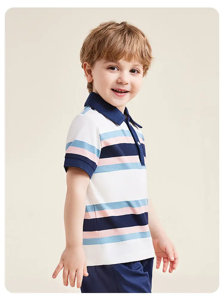 Kids Teddy Teddy Printed Polo Shirt Dark Blue Short Sleeve — feature 14