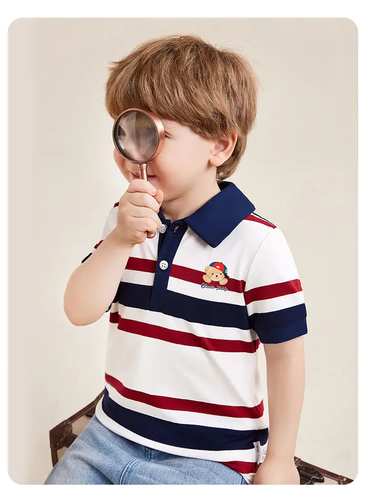 Kids Teddy Teddy Printed Polo Shirt Dark Blue Short Sleeve — feature 16