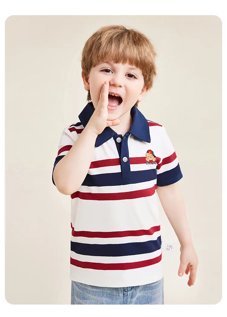Kids Teddy Teddy Printed Polo Shirt Dark Blue Short Sleeve — feature 17