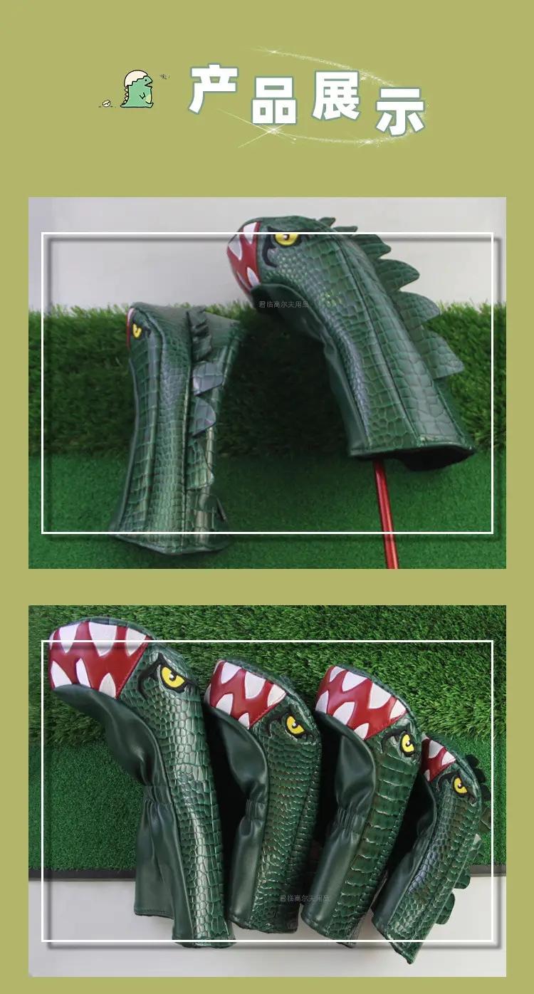 Tyrannosaurus Rex Golf Pole Cover Rotatable Digital Number Plate Green — feature 9