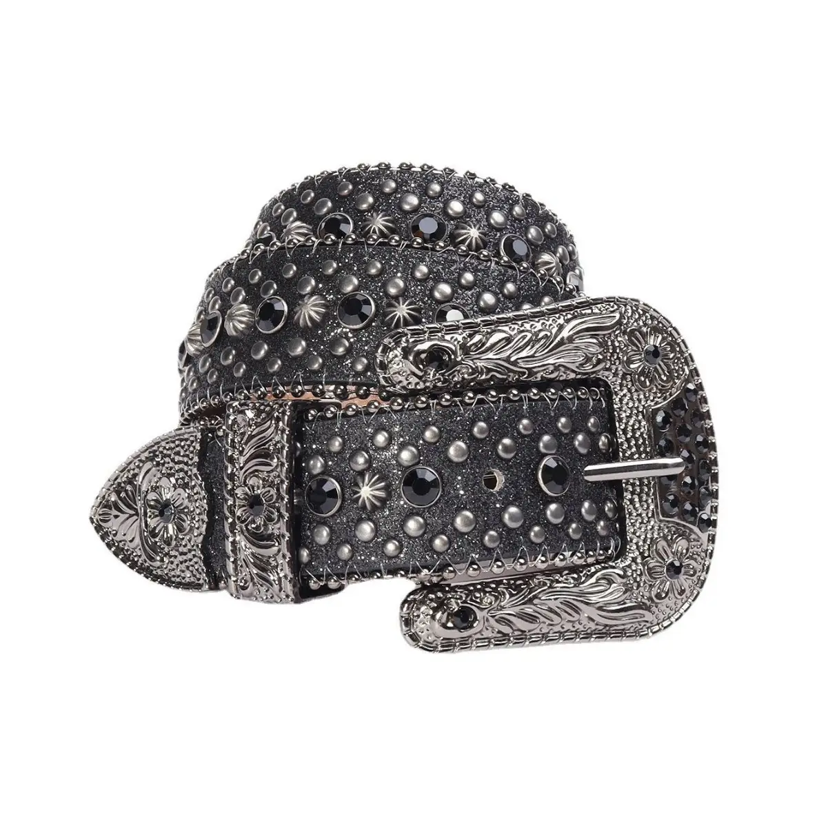 Red Rhinestone Belt with Silver Buckle for Women - Image 12