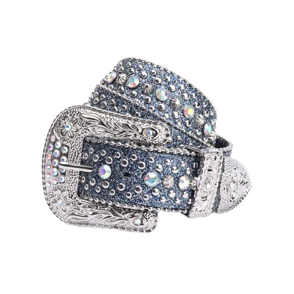 Red Rhinestone Belt with Silver Buckle for Women - Image 13