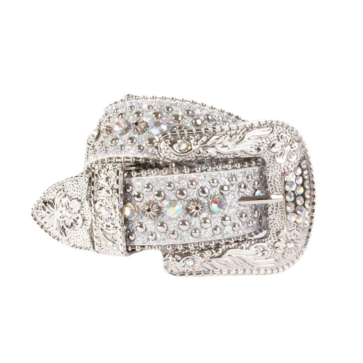Red Rhinestone Belt with Silver Buckle for Women - Image 14