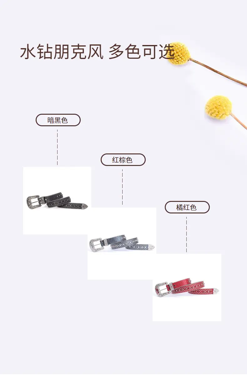 Red Rhinestone Belt with Silver Buckle for Women — feature 3