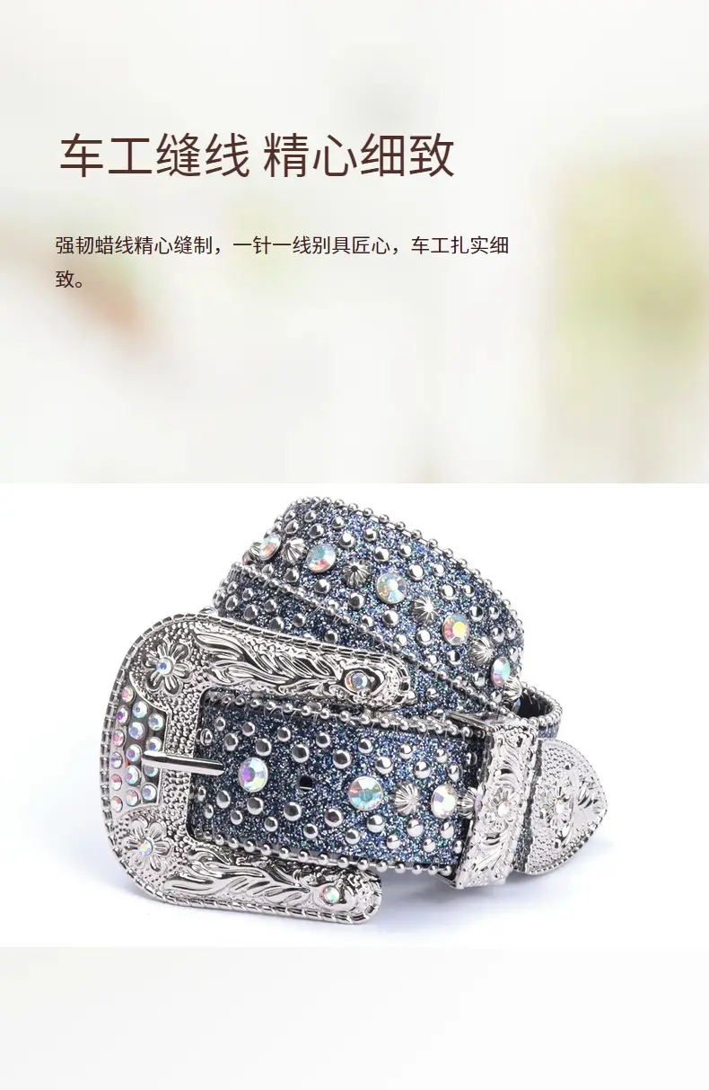 Red Rhinestone Belt with Silver Buckle for Women — feature 7