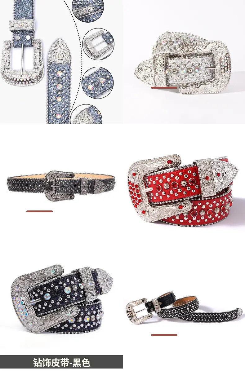 Red Rhinestone Belt with Silver Buckle for Women — feature 9