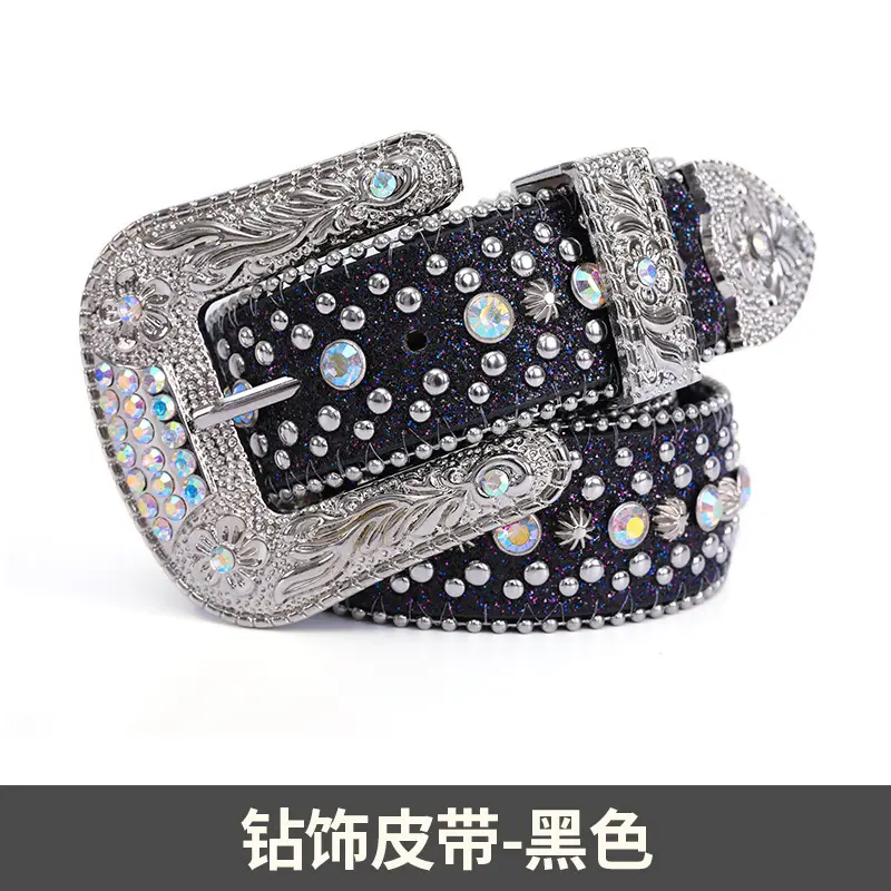 Red Rhinestone Belt with Silver Buckle for Women - Image 2