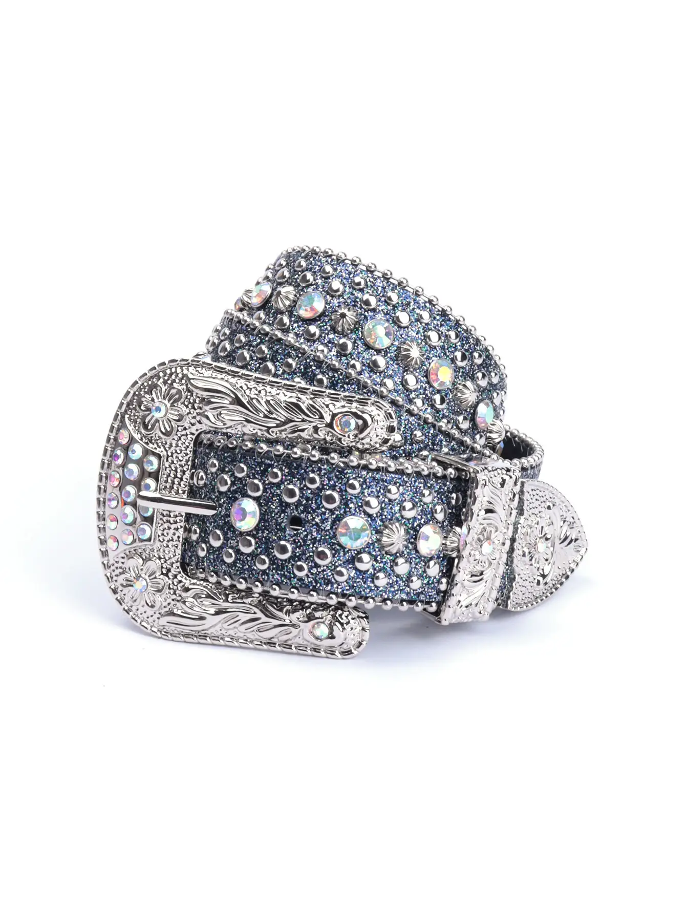 Red Rhinestone Belt with Silver Buckle for Women - Image 4