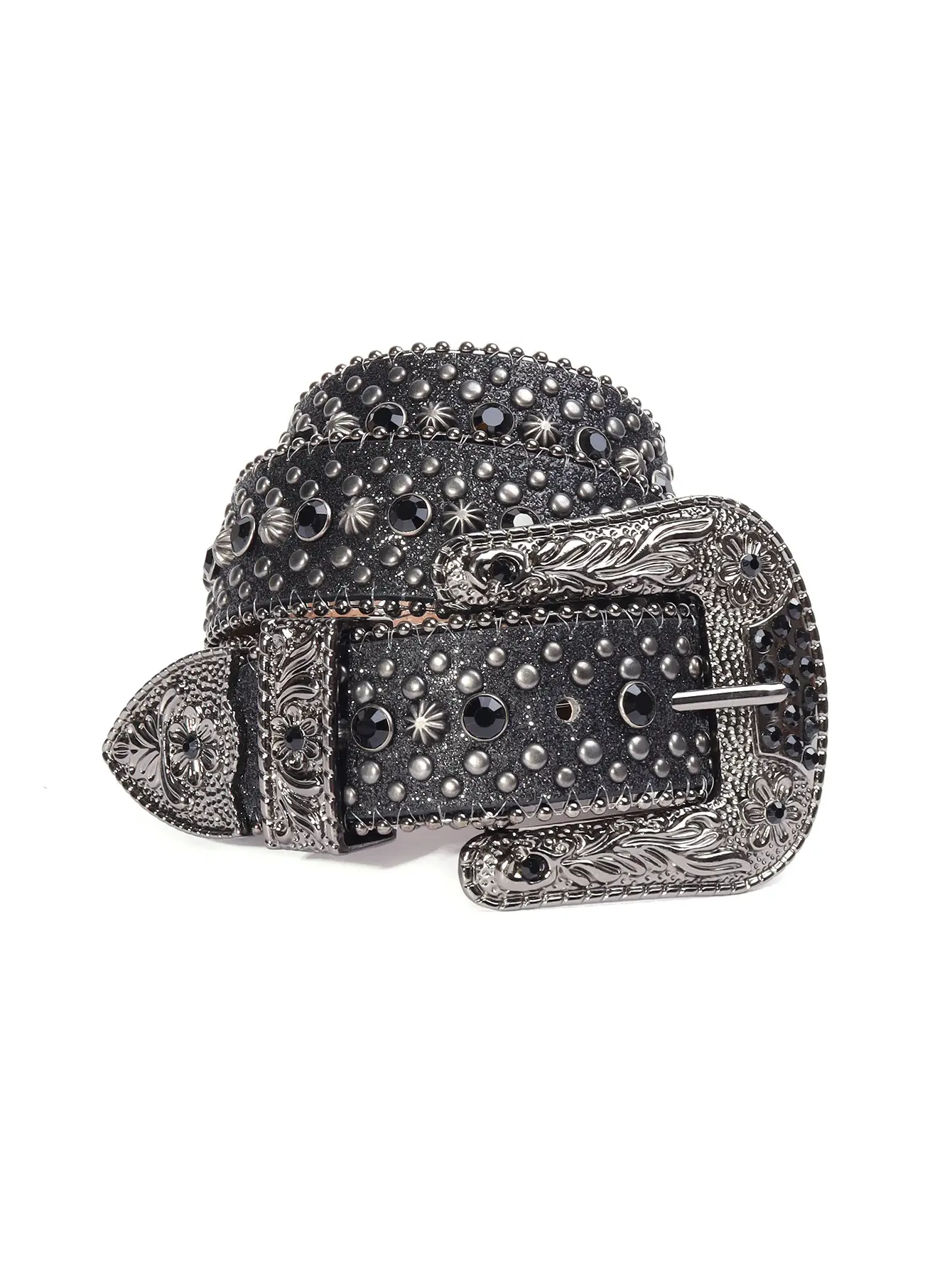 Red Rhinestone Belt with Silver Buckle for Women - Image 6