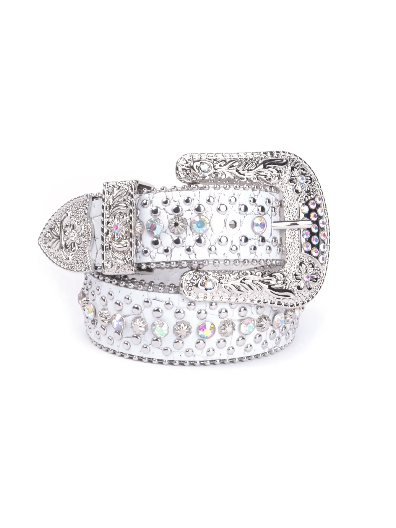 Red Rhinestone Belt with Silver Buckle for Women - Image 7