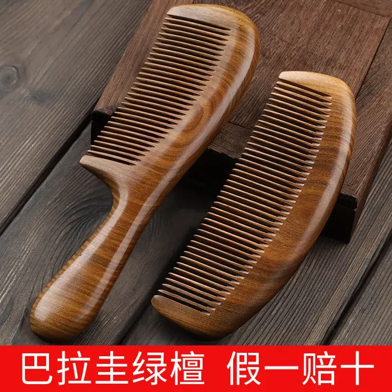 Natural Green Sandalwood Moon Comb for Women