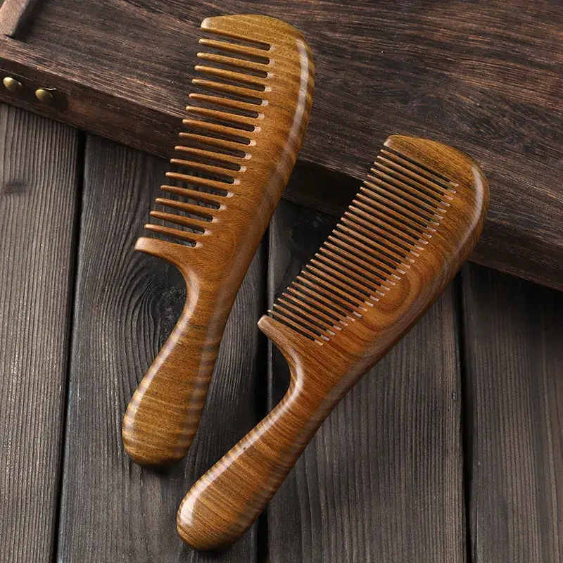 Natural Green Sandalwood Moon Comb for Women