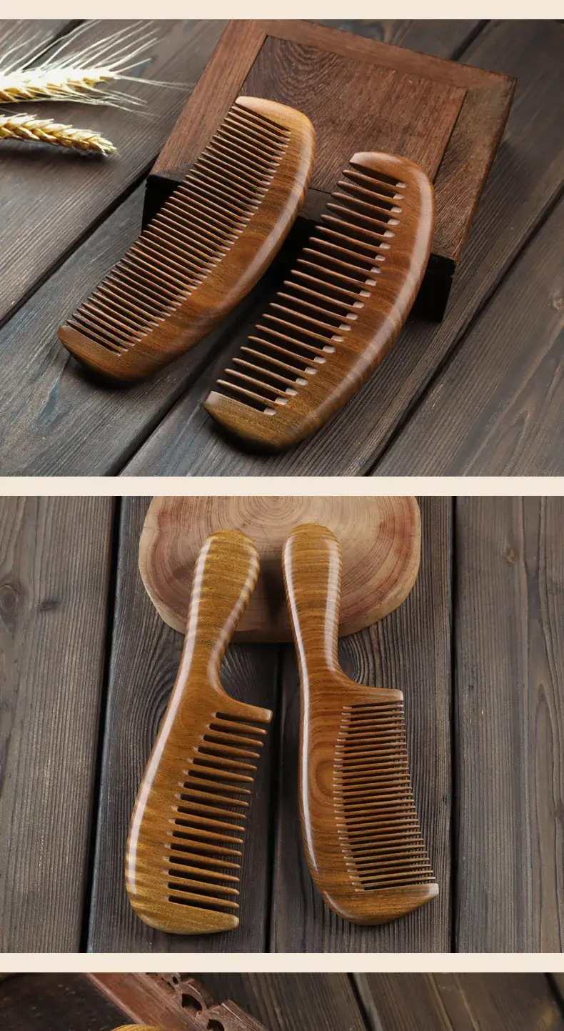 Natural Green Sandalwood Moon Comb for Women — feature 12