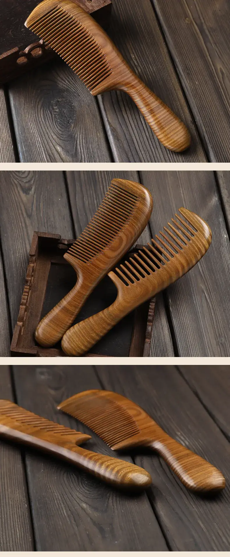 Natural Green Sandalwood Moon Comb for Women — feature 13