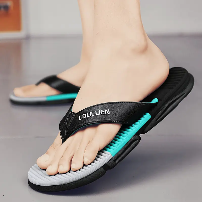 2024 Men's Trendy Casual Beach Flip-Flops Black Teal - Image 6