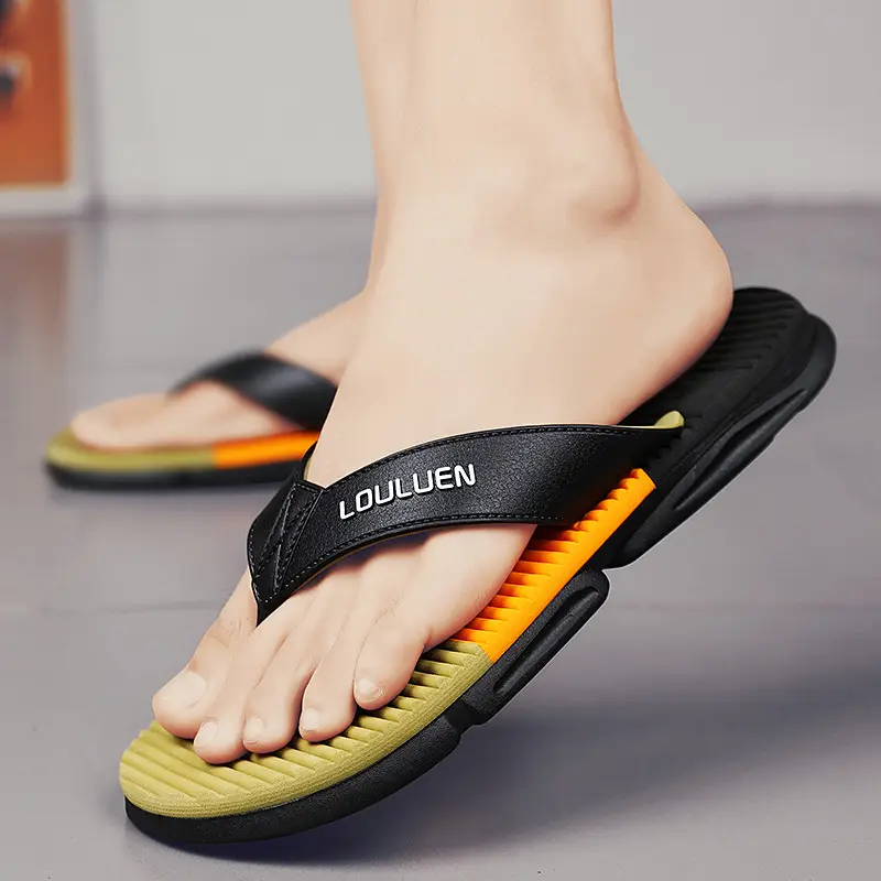 2024 Men's Trendy Casual Beach Flip-Flops Black Teal - Image 7
