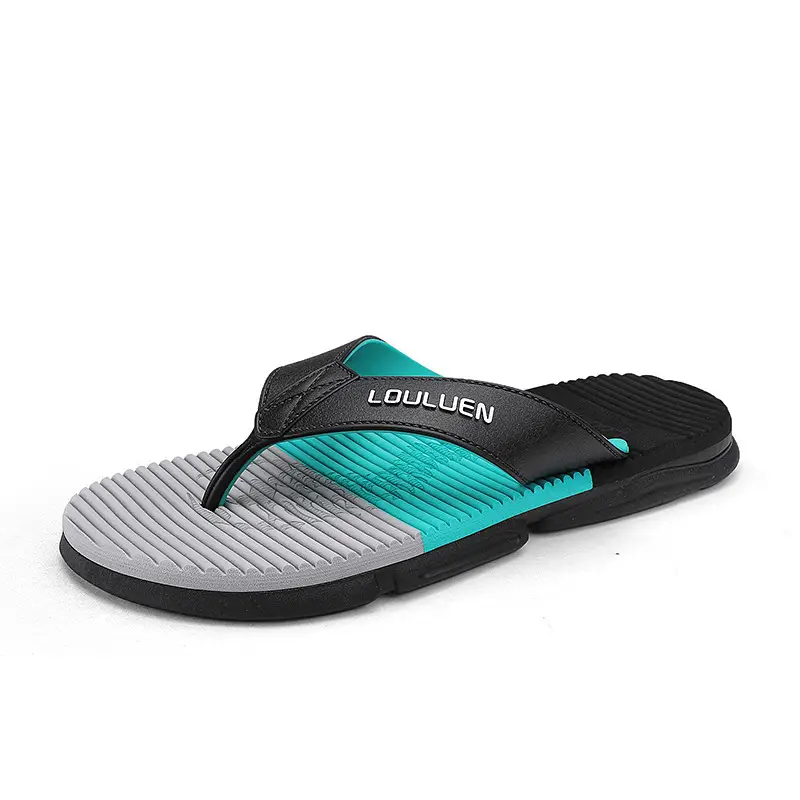 2024 Men's Trendy Casual Beach Flip-Flops Black Teal - Image 8