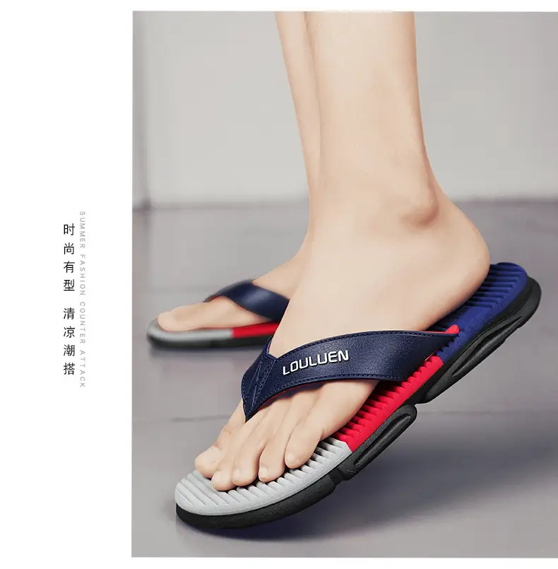 2024 Men's Trendy Casual Beach Flip-Flops Black Teal — feature 13