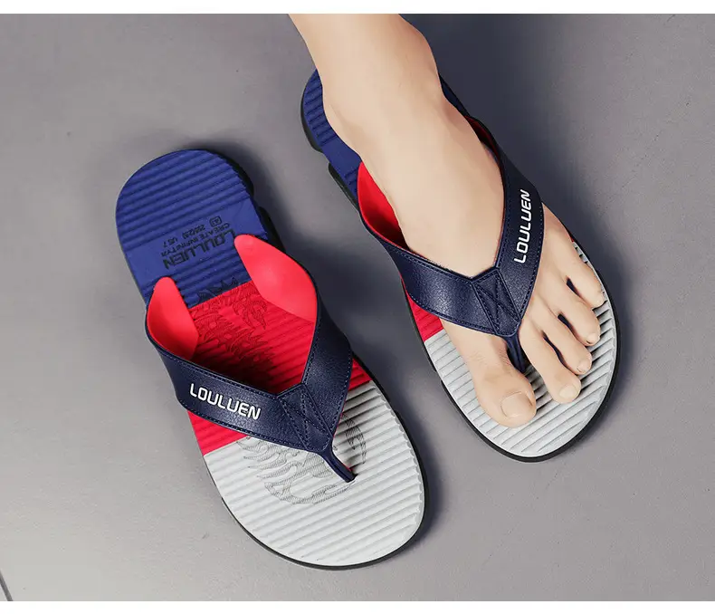 2024 Men's Trendy Casual Beach Flip-Flops Black Teal — feature 14
