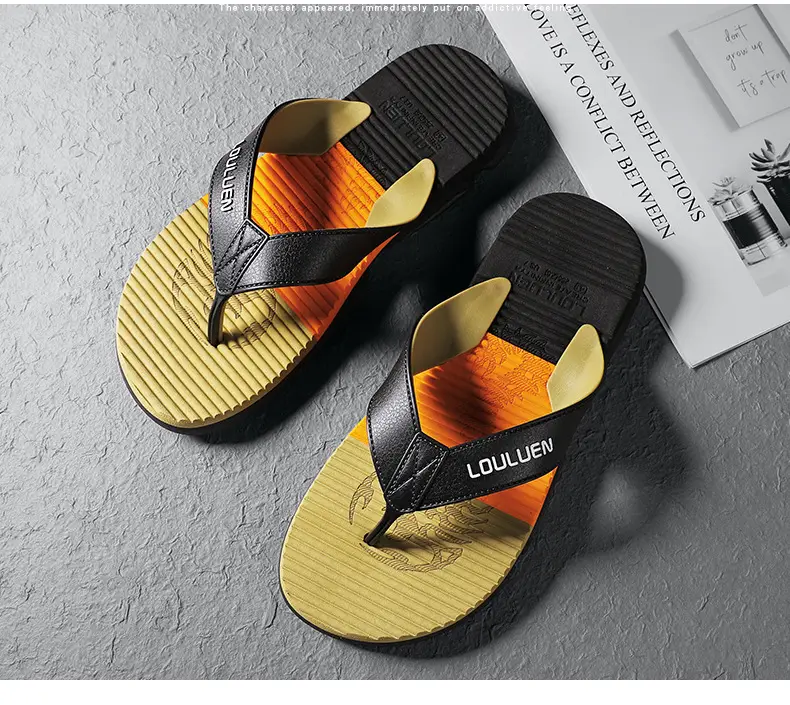 2024 Men's Trendy Casual Beach Flip-Flops Black Teal — feature 16