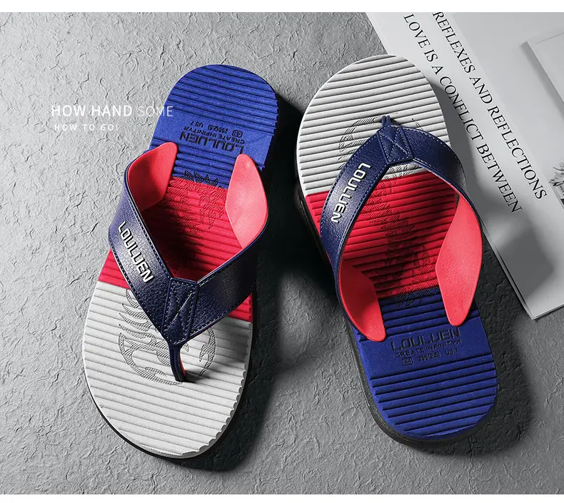 2024 Men's Trendy Casual Beach Flip-Flops Black Teal — feature 20