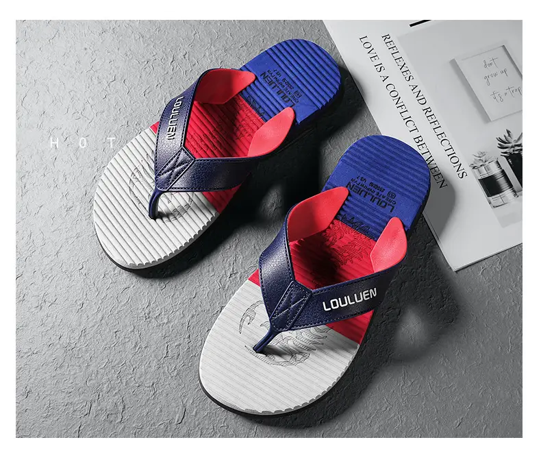 2024 Men's Trendy Casual Beach Flip-Flops Black Teal — feature 21
