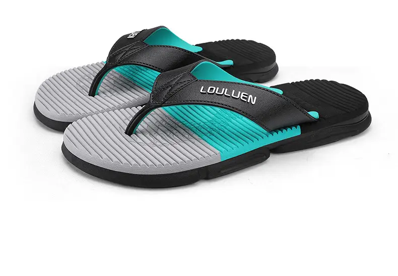 2024 Men's Trendy Casual Beach Flip-Flops Black Teal — feature 23