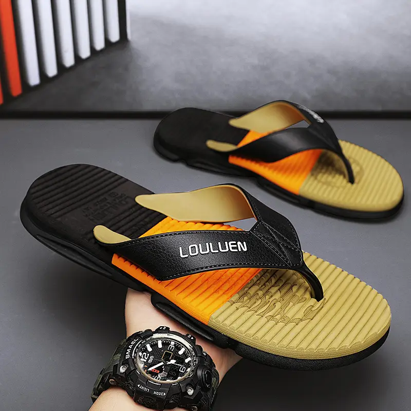 2024 Men's Trendy Casual Beach Flip-Flops Black Teal - Image 3