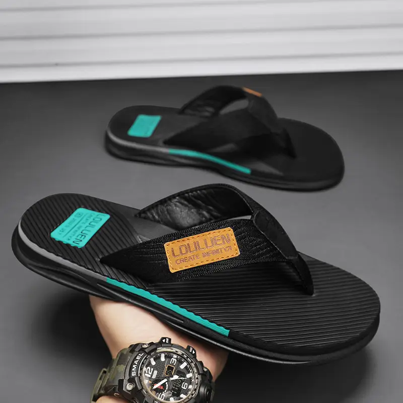 2024 Cross-border Large Size Flip Flops Men's Summer Korean-style Fashionable Flip-flops Men's Outer Wear Thick Bottom Beach Sandals
