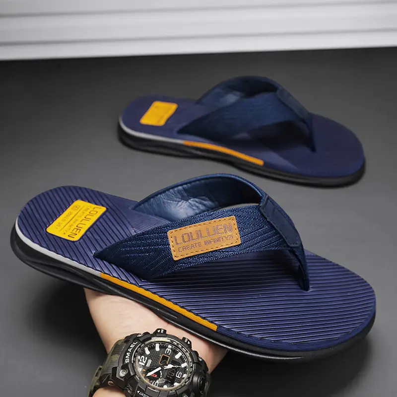 2024 Cross-border Large Size Flip Flops Men's Summer Korean-style Fashionable Flip-flops Men's Outer Wear Thick Bottom Beach Sandals