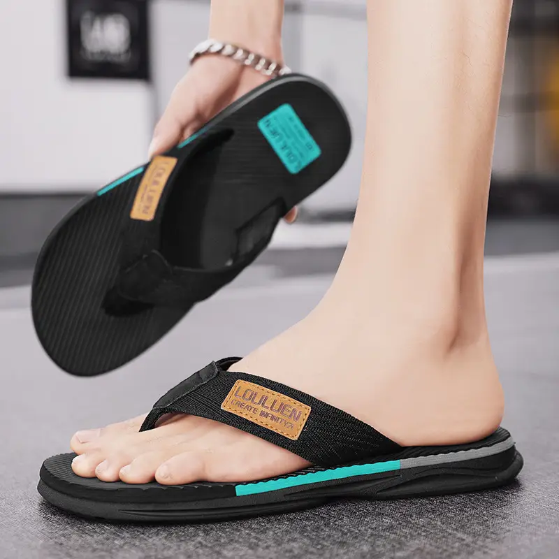 2024 Cross-border Large Size Flip Flops Men's Summer Korean-style Fashionable Flip-flops Men's Outer Wear Thick Bottom Beach Sandals