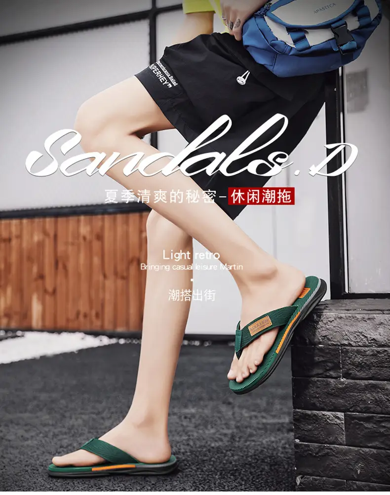 2024 Cross-border Large Size Flip Flops Men's Summer Korean-style Fashionable Flip-flops Men's Outer Wear Thick Bottom Beach Sandals — feature 1